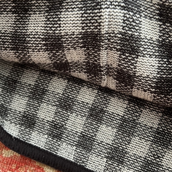 Vintage black white check plaid houndstooth cardigan lady jacket round neck - Picture 14 of 15